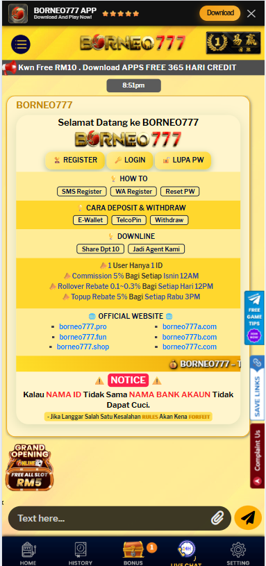 Borneo777 - Livechat - waja33a